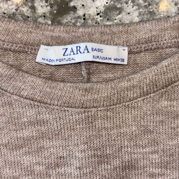 ZARA basic silk scarf tie beige/taupe sweater Sz M neutral - Picture 6 of 11